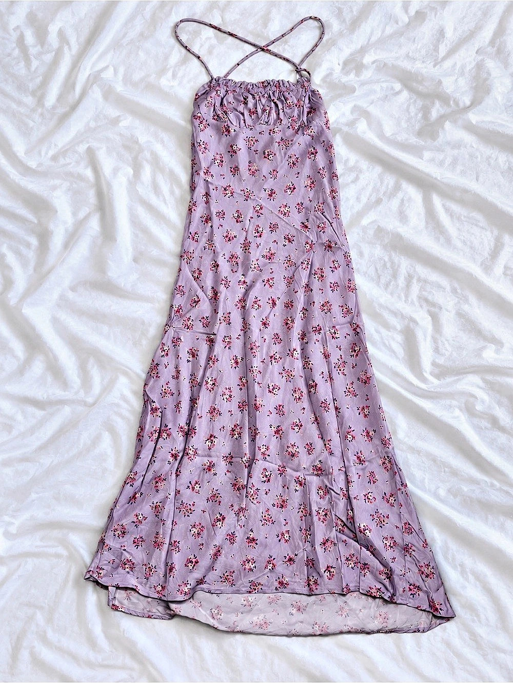 Zara Floral Maxi Dress Purple & Pink Size Medium